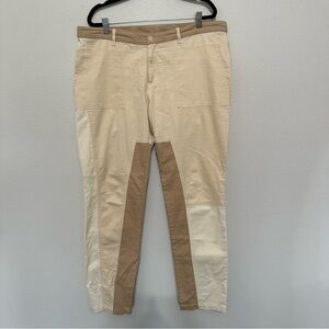 Sundance women’s twill straight leg pant neutral tan colorblock. Size 14